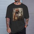 男と狼 長袖tシャツ Tシャツ 彼への贈り物