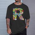 英文字 R アルファベット R 名前 イニシャル モノグラム シャツ Tシャツ 彼への贈り物