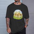 蝶 ひよこ 蝶 かわいい鶏 Tシャツ 彼への贈り物
