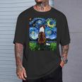 赤いボーダーコリー 星月夜犬 アートワーク Tシャツ 彼への贈り物