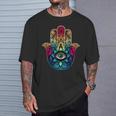 邪眼 呪い 保護 ハムサの手、目を見る邪眼 Tシャツ 彼への贈り物