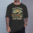 野の花と馬 ヴィンテージ 夕日 騎乗位 Tシャツ 彼への贈り物