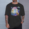 銀河を飛んでいる面白いオカメインコ オカメインコ Tシャツ 彼への贈り物