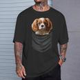 面白いtシャツ キャバリア 胸 ポケット イヌ わんこ メンズ 犬好き グッズ おもしろ 面白い 服 ネタ 長袖tシャツ Tシャツ 彼への贈り物