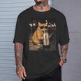 面白いナイトライフ オレンジ 猫 飲酒 ダイエット ドリンク サングラス Tシャツ 彼への贈り物