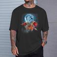 面白いヤドカリシャツ 月に吠えるカニ柄 Tシャツ 彼への贈り物