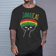 面白い猫 ユーモア ラスタ Jamaicat ジャマイカ 旗 かっこいい 男 猫 Tシャツ 彼への贈り物
