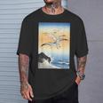 鳥 カモメ 波 海 ヴィンテージ 和 浮世絵 木版画 Tシャツ 彼への贈り物