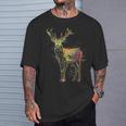 鹿 アートワーク 幾何学的 抽象 動物 グラフィック アート 鹿 Tシャツ 彼への贈り物