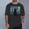 黒猫 星月夜 Tシャツ 彼への贈り物