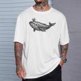 Ballena Boceto Ballena Azul Océano In Mangas Camiseta unisex Regalos para él