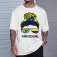 Brasil Colombia Bandera Brasil Colombiano Messy Bun Camiseta unisex Regalos para él