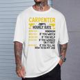 メンズ Carpenter Hourly Rate For Woodworker Carpenter Retro Tシャツ 彼への贈り物