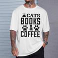 Cats Books And Coffee Reading T-Shirt Gifts for Him