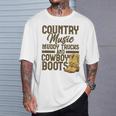Country Music マディトラックとカウボーイブーツ ウェスタンusa Tシャツ 彼への贈り物
