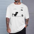 Dino T-Rex 恐竜 ピクセルゲーム インターネットなし オフライン 面白い 男性 Tシャツ 彼への贈り物