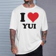 I Heart Yui ファーストネーム I Love パーソナライズ Tシャツ 彼への贈り物