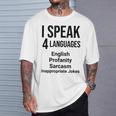 Ipeak 4 Languages おもしろ英語文法先生 Tシャツ 彼への贈り物