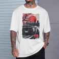 Jdm ドリフトレーシングカー 日本桜アート 背面 Tシャツ 彼への贈り物