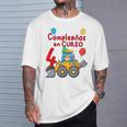 Niño 4 Años Con Tractor Excavadora Cumpleaños Camiseta unisex Regalos para él
