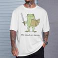 We Read At Dawn Bookish Frog Reading T-Shirt Gifts for Him