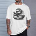 Sleepy Sloth Reading Book Cute Vintage Animal Graphic T-Shirt Gifts for Him