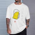 「ビール 酒 ほぼみず 飲み」面白い 筆文字 ユーモア満点 背面に文字入りデザイン おもしろ プリント Tシャツ 彼への贈り物