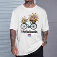 オランダの風車 チューリップフィールド オランダ 春の花 バイク Tシャツ 彼への贈り物