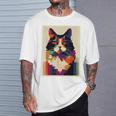 カラフル メインクーン 猫 芸術的 猫 動物 幾何学 アート Tシャツ 彼への贈り物