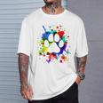 カラフルペイント スプラッター 肉球プリント 猫 犬 Tシャツ 彼への贈り物