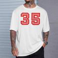 クールなレトロなレタリングジャージバックナンバー35 Thirtyfive Tシャツ 彼への贈り物