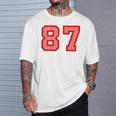 クールなレトロなレタリングジャージバック番号87 Eightyseven Tシャツ 彼への贈り物