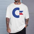 コモドール C64 大文字 ブルーレッド Tシャツ 彼への贈り物