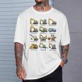 ショベルの種類重機設備表 Tシャツ 彼への贈り物