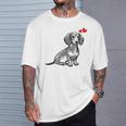 ダックスフンド かわいいダックスプリント 愛犬家グッズ Dachshund Tシャツ 彼への贈り物