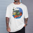 パドル付きサーフボードに乗った象さん。スタンドアップパドル ボード サーフィン パドル パドルボード Tシャツ 彼への贈り物