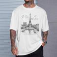 パリ エッフェル塔 スケッチ 街並み アート お土産 Tシャツ 彼への贈り物