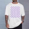 パープルラベンダーチェッカーボード Tシャツ 彼への贈り物