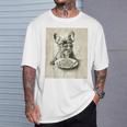 フレンチブルドッグ スパゲッティ モノクロ アート ブラック ホワイト ドッグ Tシャツ 彼への贈り物