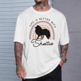 ライフ・イズ・ベターシェットランド・シープドッグ・シェルティ・レインボー・ドッグ・マム Tシャツ 彼への贈り物
