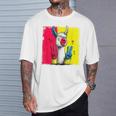 ラマ ダブルピース レトロ ポップ キャラクター グラフィック サイン ジェスチャー Tシャツ 彼への贈り物