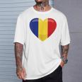 ルーマニアハートルーマニア国旗 Tシャツ 彼への贈り物
