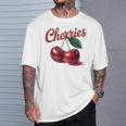レトロなさくらんぼのイラスト 大胆な赤い果実 ヴィンテージ付き Tシャツ 彼への贈り物
