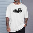 九尾の狐 キツネ 妖怪 和風 水墨画 シルエット Tシャツ 彼への贈り物