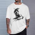 狐 アニマル柄 モチーフ 抽象 イラスト 絵画 狐 Tシャツ 彼への贈り物