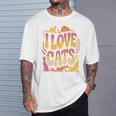 バックプリント 猫好き 引用 おもしろ猫 ミーム I Love Cats Tシャツ 彼への贈り物