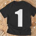 1 数字 シンプル 番号 ユニフォーム ナンバー 大きな文字【ホワイト／白 文字】スポーツ 野球 サッカー 部活 Tシャツ 高齢者への贈り物
