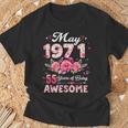 55歳 1971年5月 花柄 55歳 誕生日 男性 女性 Tシャツ 高齢者への贈り物