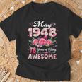 78歳 1948年5月 花柄 78歳 誕生日 男性 女性 Tシャツ 高齢者への贈り物