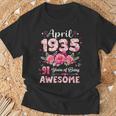 91歳 1935年4月 花柄 91歳 誕生日 男性 女性 Tシャツ 高齢者への贈り物